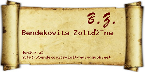 Bendekovits Zoltána névjegykártya